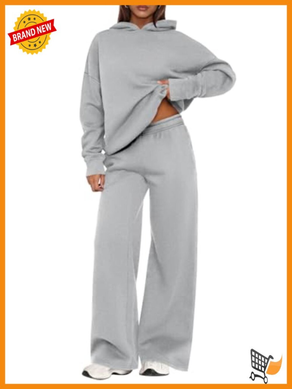 2 Piece Lounge Set Sweatsuit Oversized Hoodie Wide Leg Sweatpants Cotton Blend